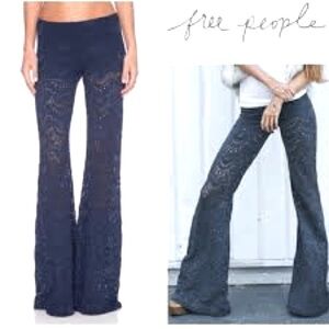 Nightcap X Free People Crochet Lace Bell Bottom Flare Pants Sz S